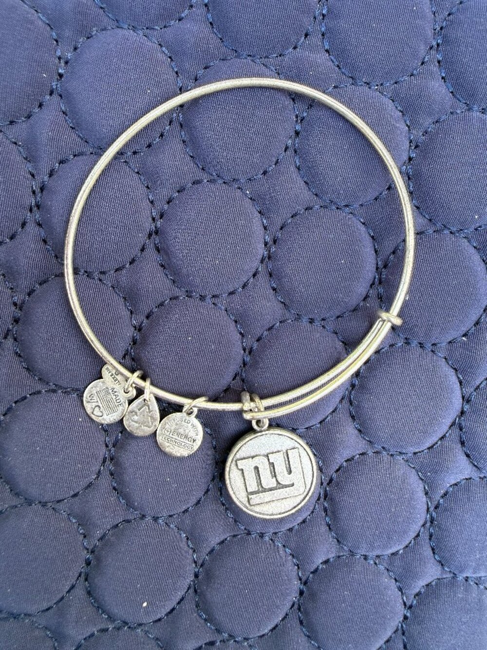Alex and Ani NY Giants Logo Charm Bangle Bracelet, Silver-Tone